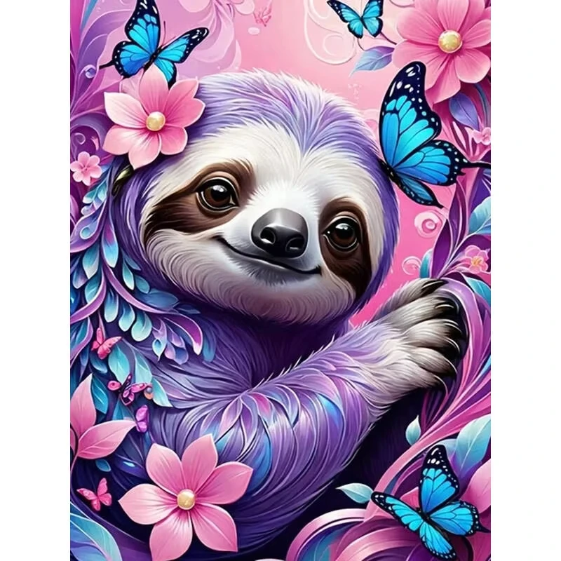 لطيف الكسل الاصطناعي الماس اللوحة الحيوان 5D الحفر الكامل التطريز الكرتون فراشة الوردي والأرجواني DIY فسيفساء هدية فريدة من نوعها