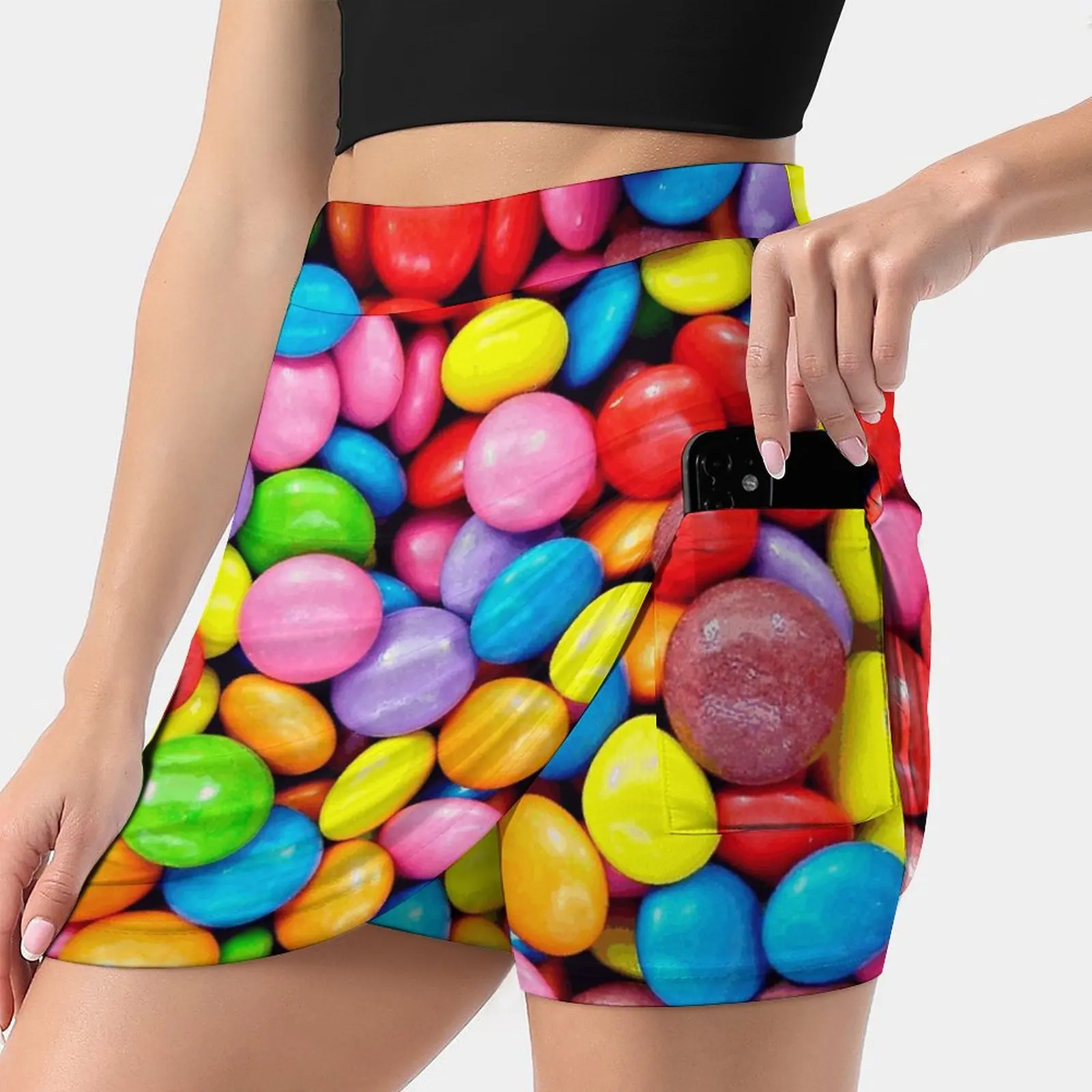 Smarties! Korean Fashion Skirt Summer Skirts For Women Light Proof Trouser Skirt Smarties Sweet Sweets Candies Color Colorful