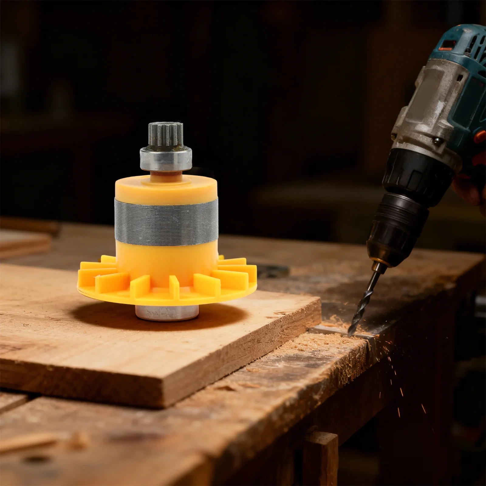 

Yellow Silver Electric Drill Assembly Precision Engineered Rotor Robust Steel Polymer Advanced Brushless Design