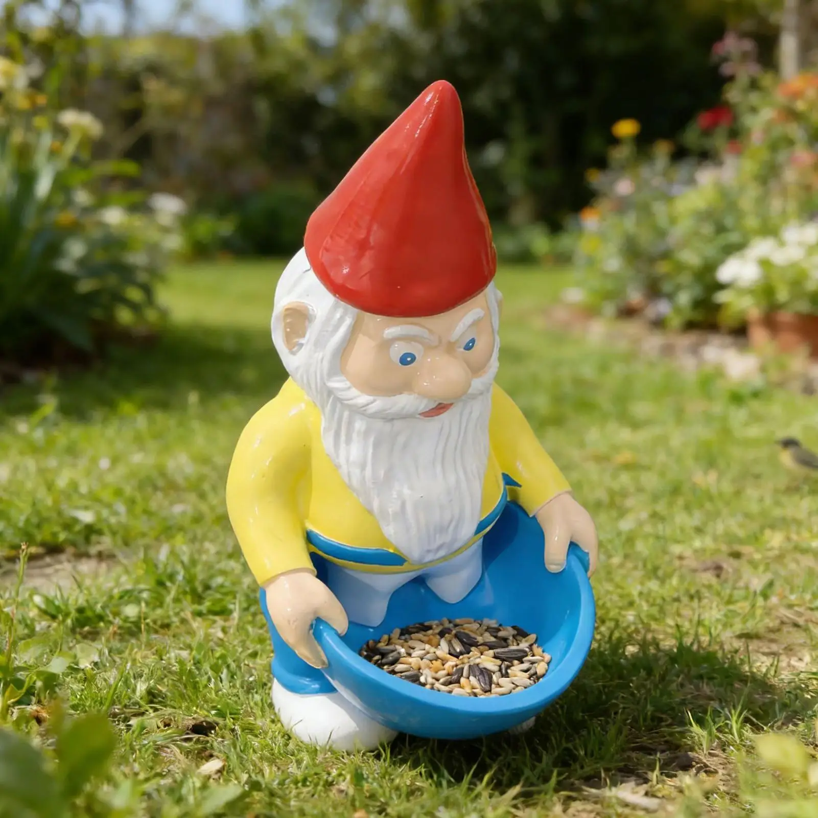 

Всепогодная кормушка для птиц в виде гнома из смолы, забавная садовая фигурка для дома, сада, двора, ландшафтного дизайна