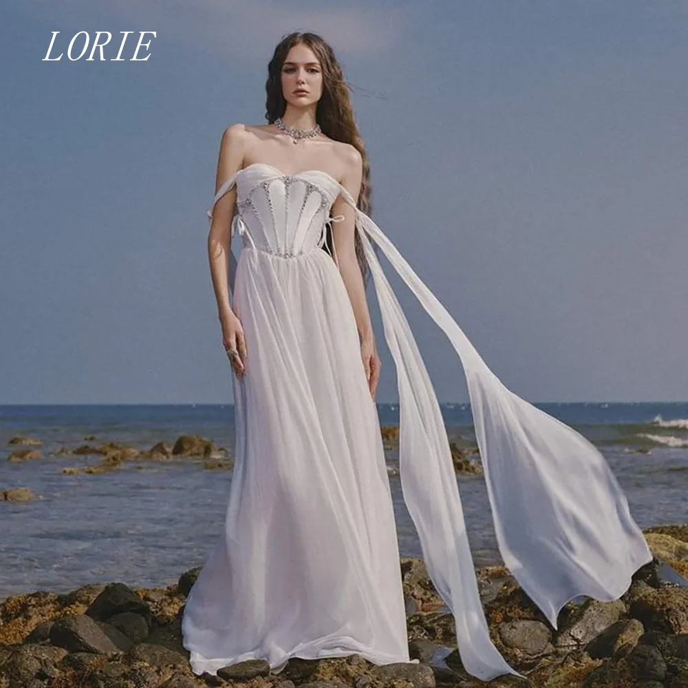 

LORIE Luxury Sweetheart Illusion Straight Wedding Dress Off The Shoulder Bridal Dresses Sleeveless Wedding Gown Customized 2026