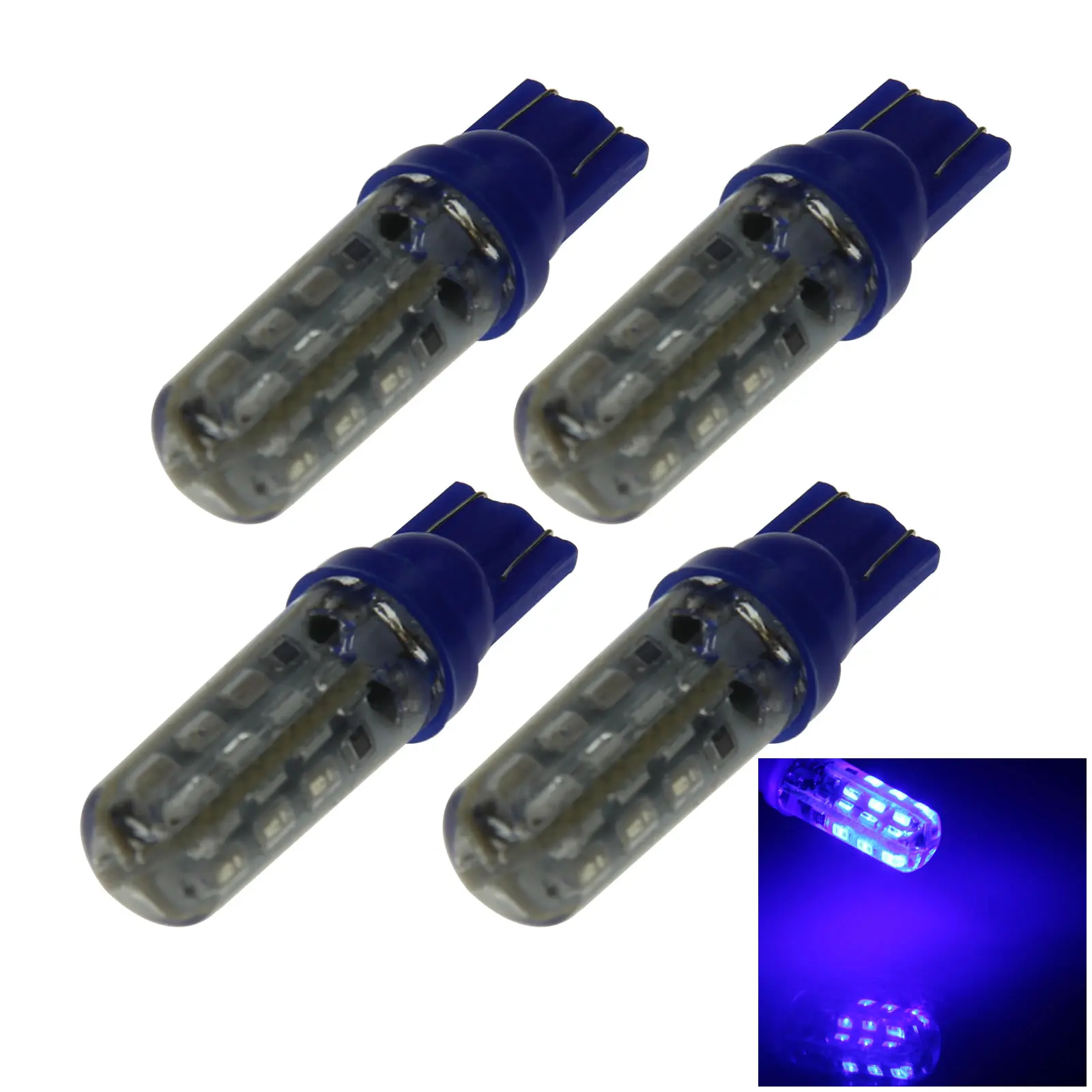 4x Blue Car T10 W5W Tail Bulb Clearance Lamp Soft Gel 24 Emitters 3014 SMD LED 184 192 193 Z20181