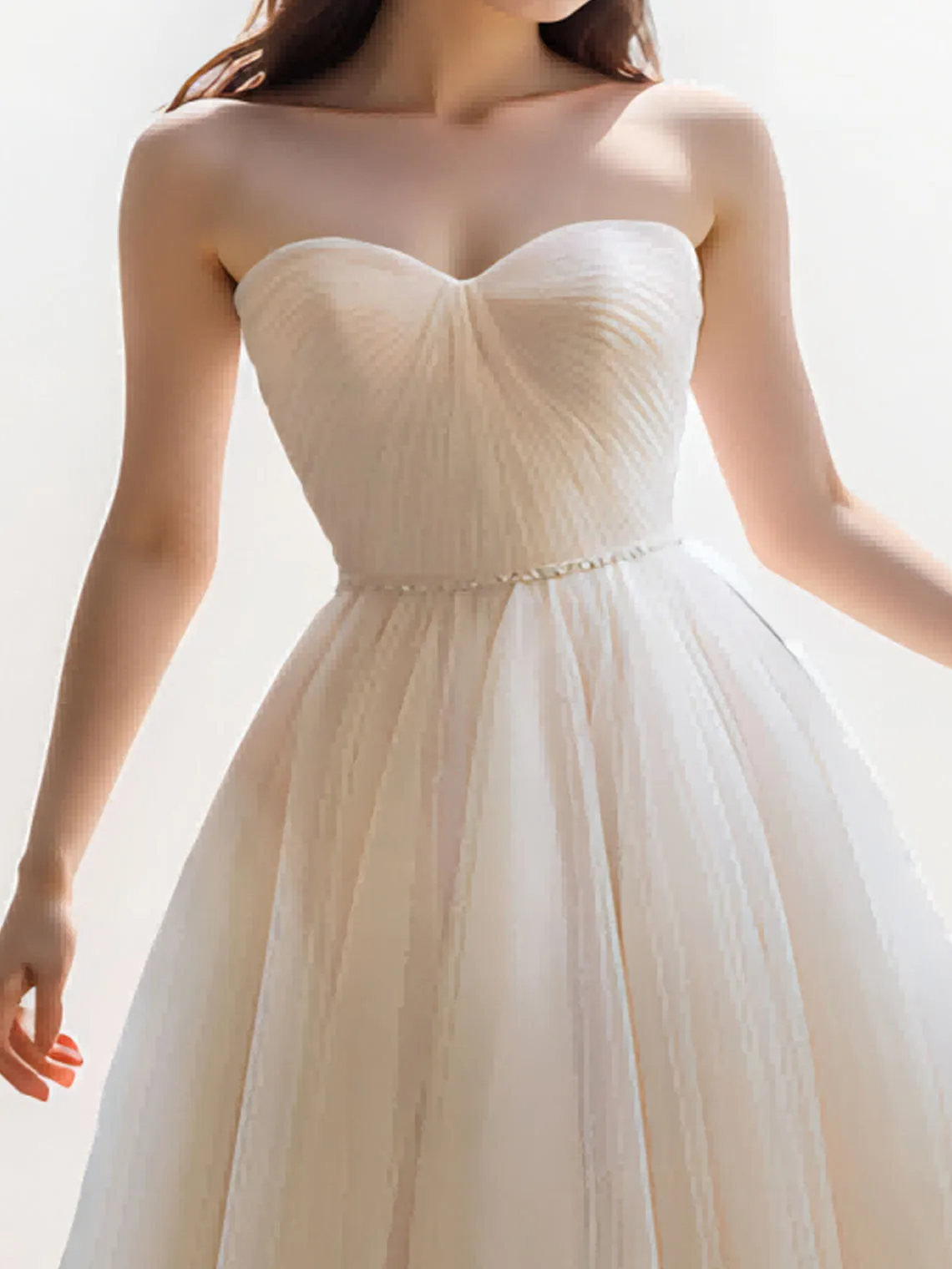 เซ็กซี่โมเดิร์น A-Line ชุดแต่งงานชายหาดที่ไม่มีสายหนังแขนกุด Tulle Sashes ชาความยาวสบายๆชุดเจ้าสาวสีขาว 2025 ฟรีที่กําหนดเอง