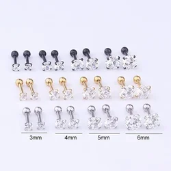 1pair 3/4/5/6mm Round Forward Helix Cartilage Piercing Tragus Stud Conch Snug Ear Lobe Earrings Surgical Steel Piercing Jewelry