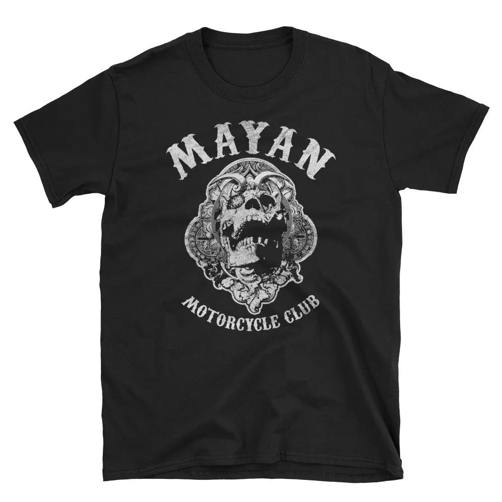 Mayan Motorcycle Club T shirt Distressed Screaming Skull tee for Hubby Dad Man