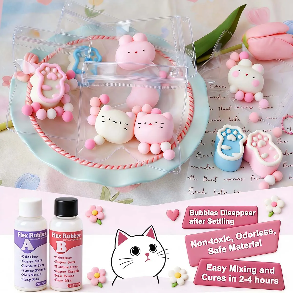 Animals Shape Taba Squishy Kit 50Ml Rubber Squishy Kit with Tools Bubble Free Faster Fully Cures Fufu Squishy with Silicone Mold