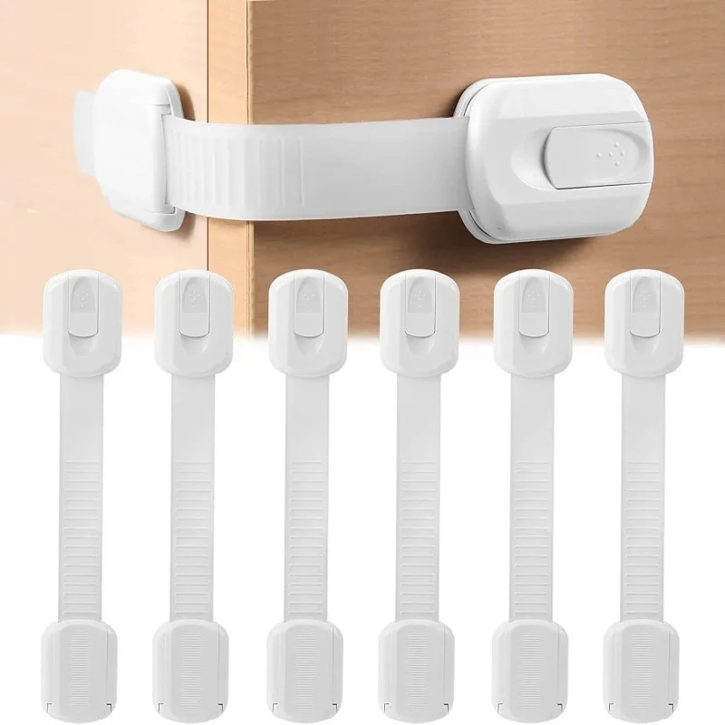 4/8pcs Child Safety Strap Locks Baby Locks for Cabinets and Drawers Toilet Fridge&More Adhesive Pads No Installation Required