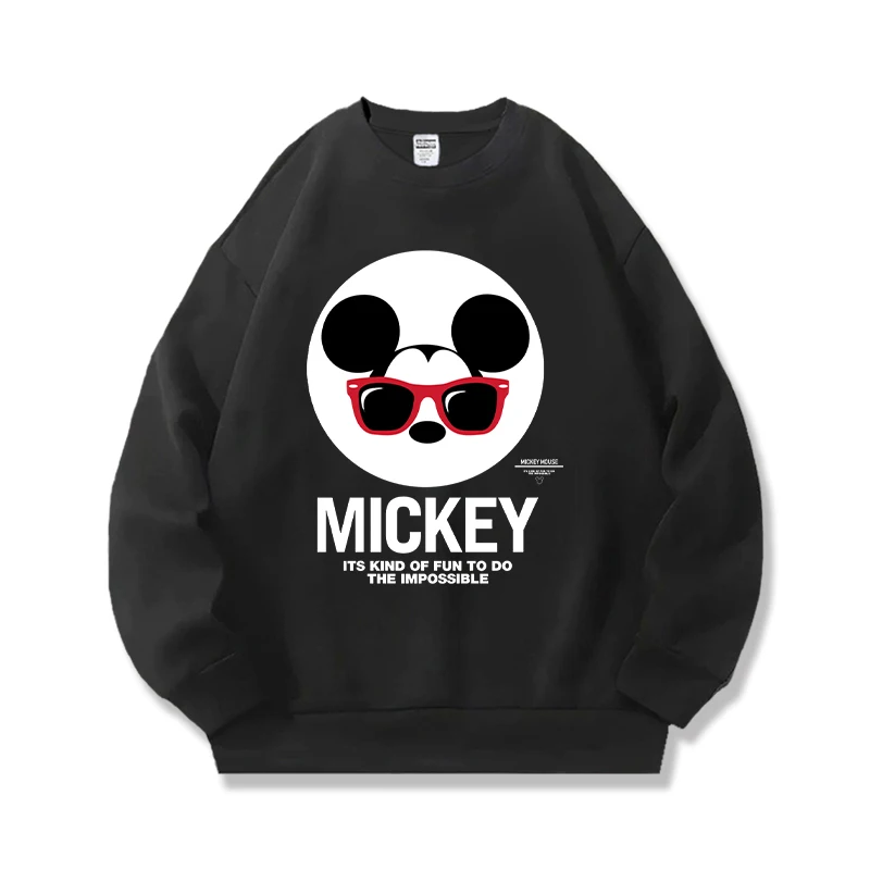 Disney Mickey Mouse Cartoon Anime periphery Women's round neck pullover Autumn and Winter new style Couple's clothing pullover