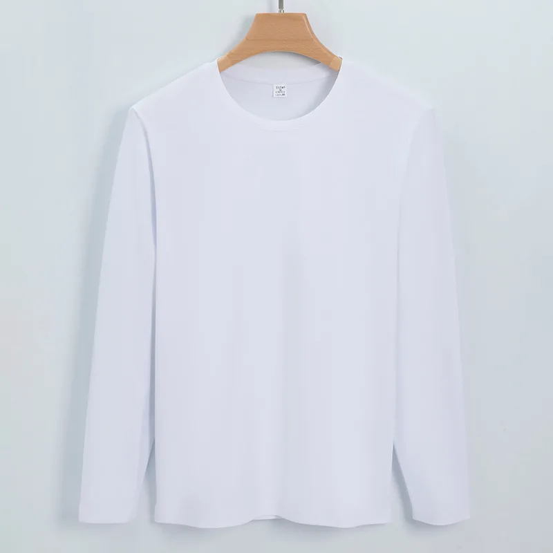 

Мужская белая футболка с коротким рукавом из мерсеризованного хлопка с обработкой жидким аммиаком, из длинноволокнистого хлопка Пима, с круглым вырезом, трехигольная строчка, высококачественный топ