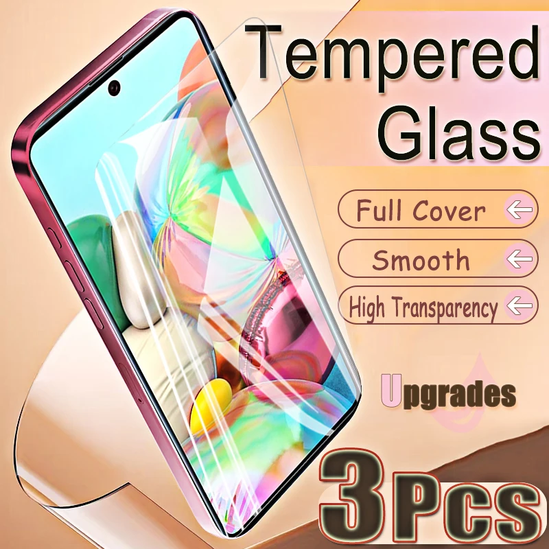 Upgrade 3PCS Fingerprint-Unlock Protect 9H gehärtetes Glas für Samsung Galaxy A71 4G A 71 Anti Explosion HD Displayschutzfolie