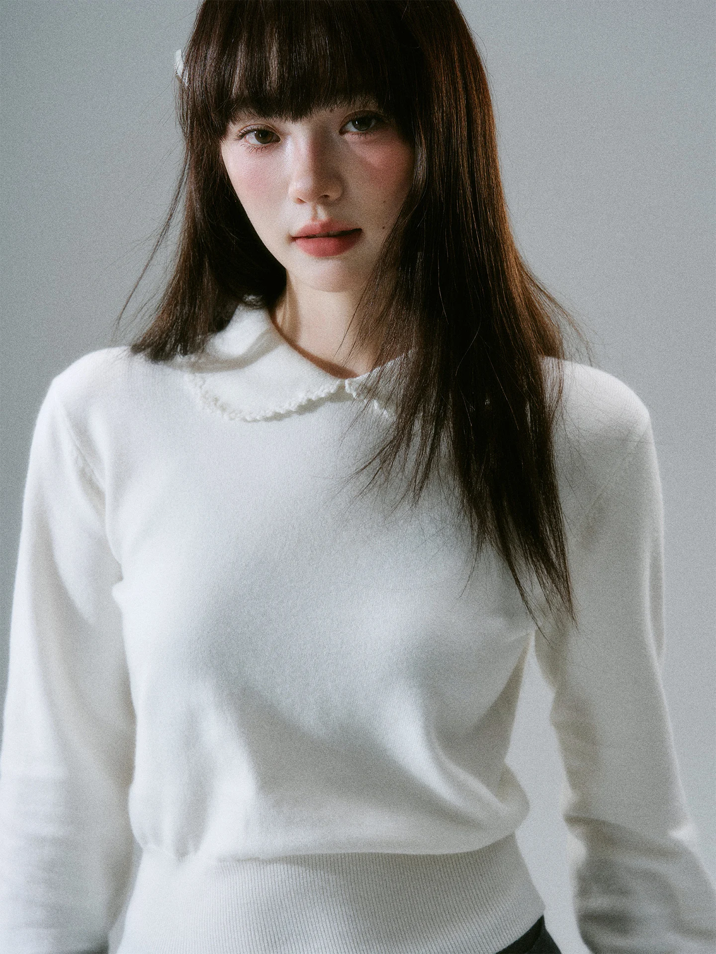 

Мягкий и уютный базовый весенний свитер ручной вязки с круглым вырезом, приталенный, с длинными рукавами, из смесовой шерсти, для похудения, милый дизайн