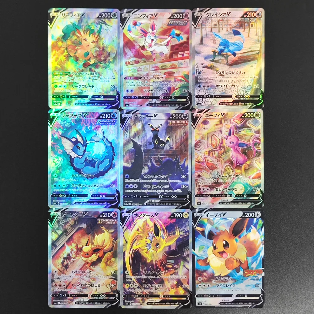 

9 шт./компл. DIY Proxy PTCG японский Umbreon Sylveon Leafeon Glaceon Vaporeon Espeon V S6A флэш-карта коллекция хобби карточная игрушка