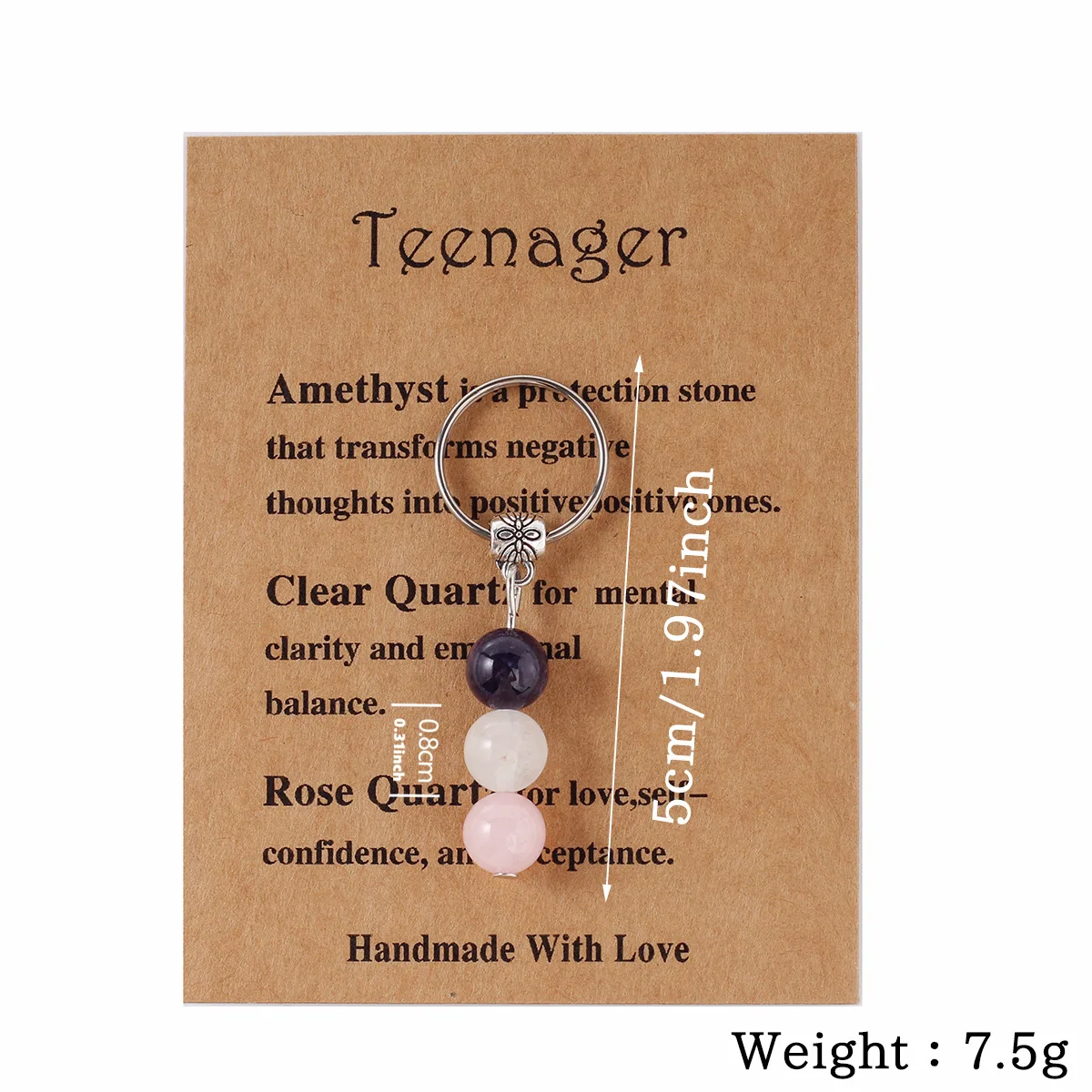 كريستال كيرينغ للشجاعة الجديدة المراهقين تعبول تهدئة القلق نجاح النوم جيد كريستال سلاسل المفاتيح هدية