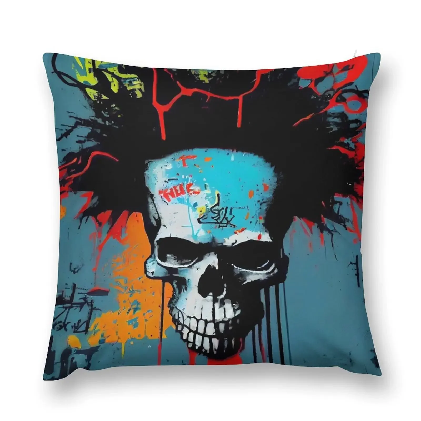 スカル グラフィティ アブストラクト シンフォニー - ネオ表現主義 グラフィティ フュージョン アートワーク スローピロー ソファ クッション 枕