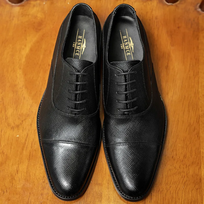 Men's Three-Joint Vintage Leather Shoes, Korean Style Trendy Lace-Up Business Formal Shoes, Comfortable British Style