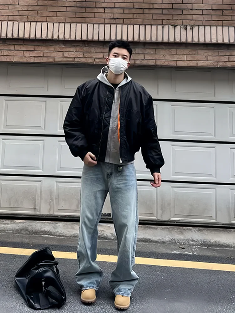 

Spring Autumn Men's Bomber Jaet Flight Waistcoat ort Stand Collar Baseball Sle Casual Workwear American Outline Windproof