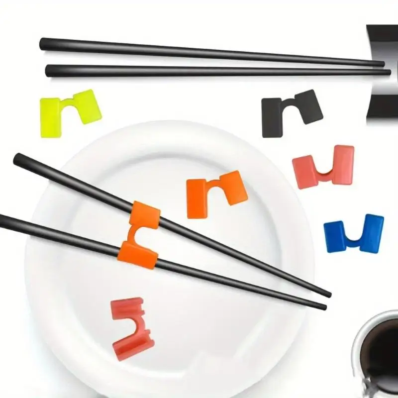 Pack of 6 Reusable Chopsticks Helpers Training Adults Kids Non-Slip Chopstick Hinges Connector Portable Practice Chopsticks Aids