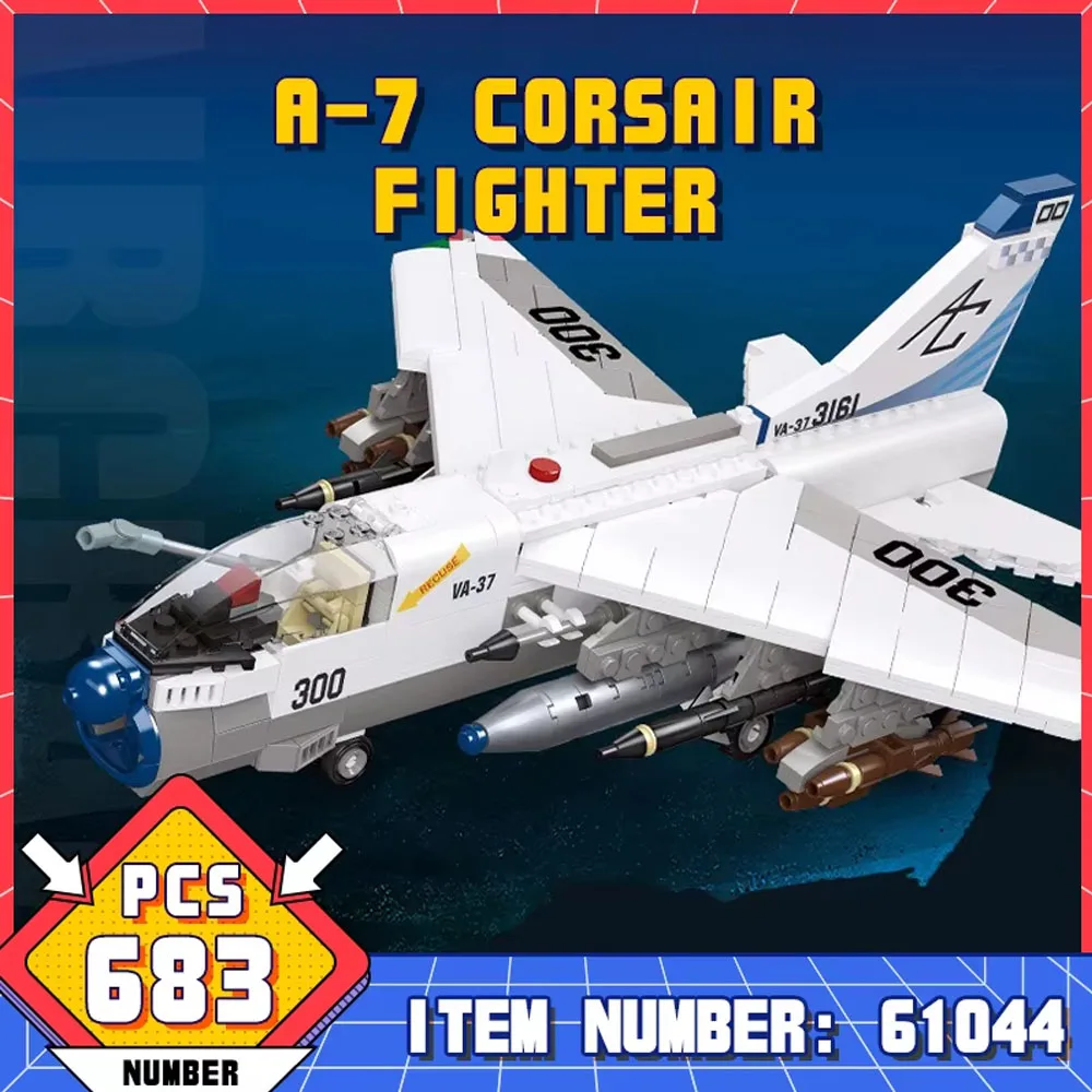 61044 DIY Particle World war toy Fighter Military Building Block Model A-7 Pirate Fighter Educational Assembly Toy For Boy Gifts