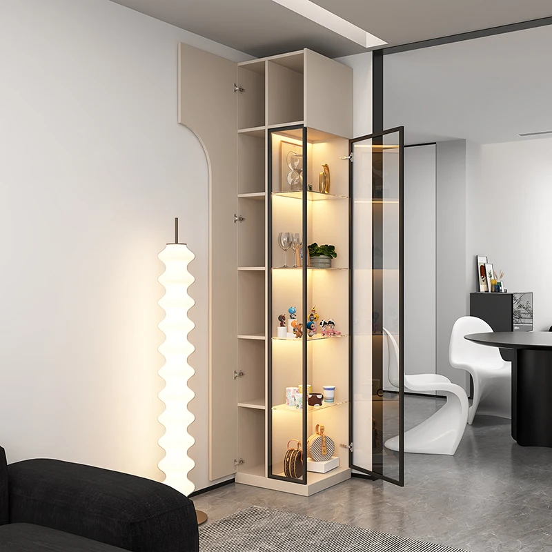 Light luxury corner cabinet glass wine display small apartment against the wall triangle corner side cab
