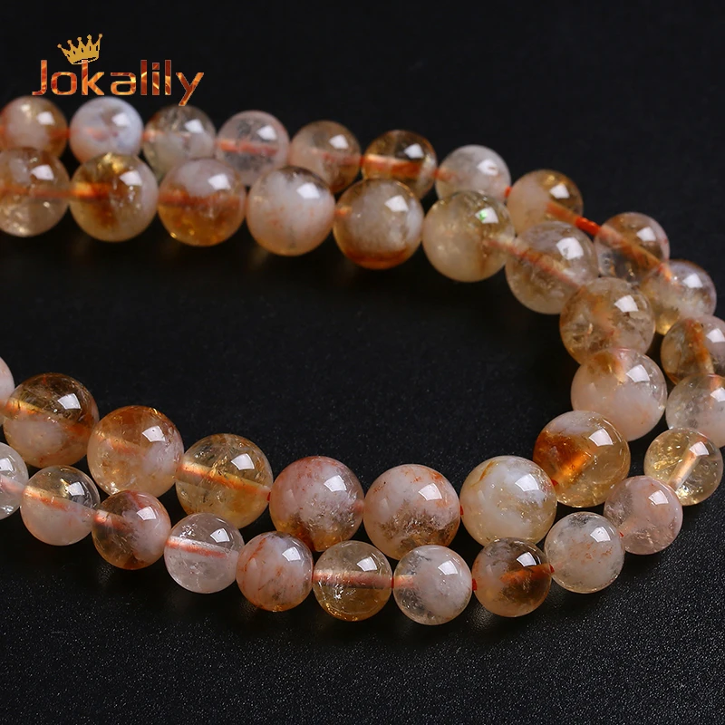 Semi-precious Natural Citrine Crystal Stone Beads Yellow Quartz For Jewelry Making Loose Beads DIY Bracelets Necklace 6-10mm 15