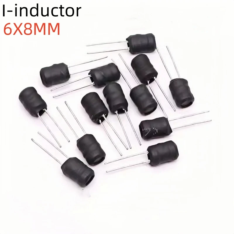 10PCS I-Type Inductor 6 * 8 In-Line Pin Winding Power Ferrite Core Coil, Plug-In Inductor Coil 0608