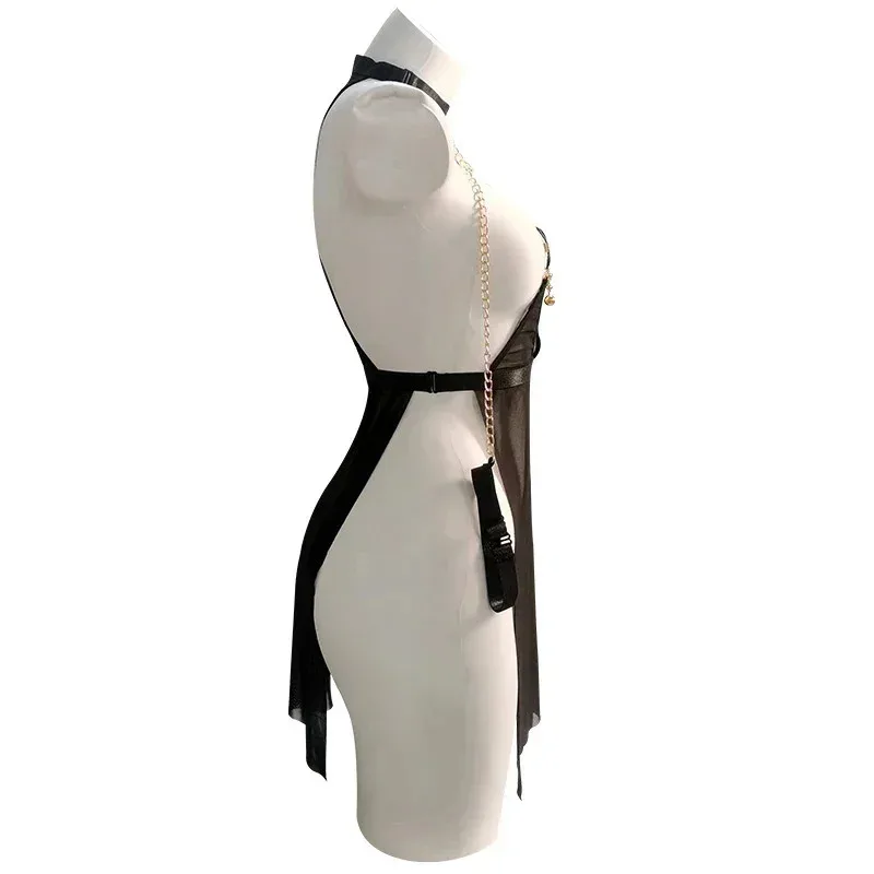 

Новая женская сетчатая прозрачная температурная форма с цепочкой на груди, платье с зажимом, нижнее белье, пижамный костюм, наряды VCBN6TF2025