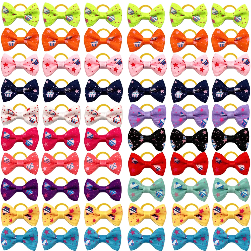 100pcs Pet Accessories Dog Hair bows Fashion Cute Dog Bows Rubber Bands Pet Hair Collar Decoration for Dog Accessories