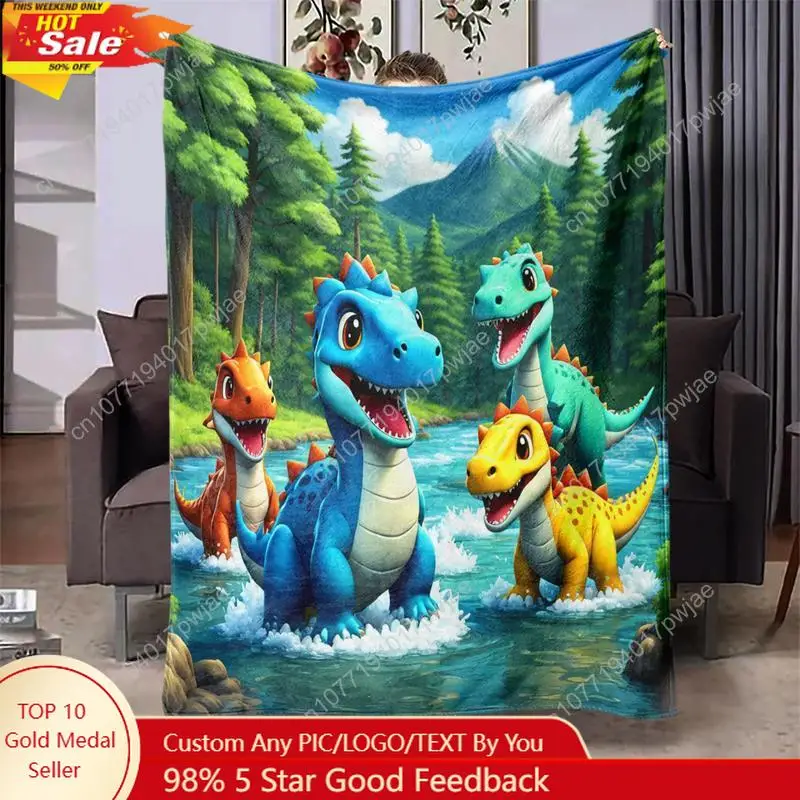 

Dinosaur Pattern Blanket, 1 Count SoftComfortable Warm Throw, Air-conditioned RoomBlanket Warm Nap Blanket for Custom Blankets