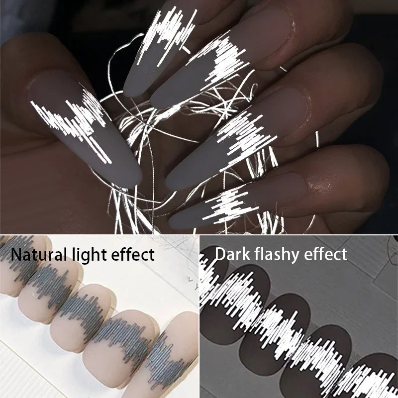 Reflective Wire Nail Charm Shiny High Gloss Nail Art Decorations Dark Flash Effect Nail Art Manicure