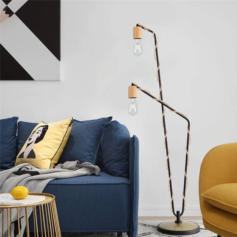 

T19C Wood Pendant Light Cord Kit ,14.76FT Vintage Industrial Hanging Plug In Lamp Cord With Twisted Nylon Rope E26