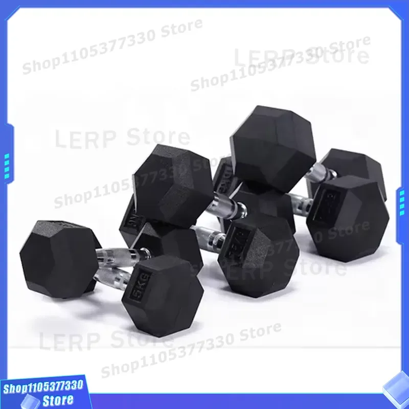 Hexagonal Rubber Coated Dumbbell Set for Gym Cross Fitness Training Weight Lifting Exercise Home Workout Equipment Rubber