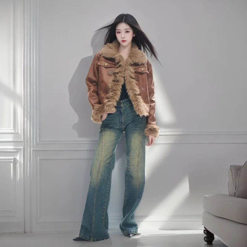 2025, Winter neuer Kurzmantel aus Kunstfuchsfell, modische warme Freizeitjacke