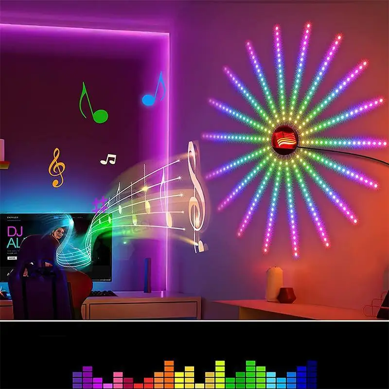 Imagem -05 - Fogos de Artifício Led Strip Light Música Control Sinfonia Rgb Sonho Meteor Lamp Kit Completo Casamento Natal