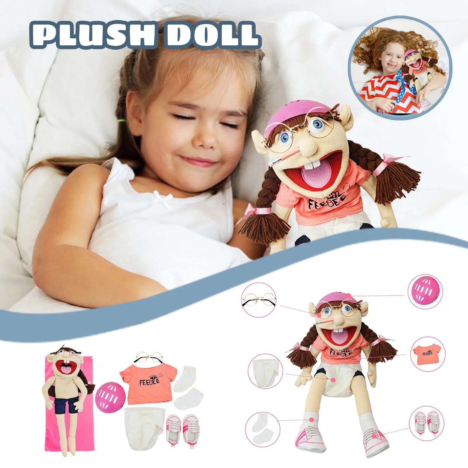 

New Soft Plush Toy Hand Puppet For Play House Funny Puppets Toy With Working Mouth Kid'S Gift For Children'S Birthday Party