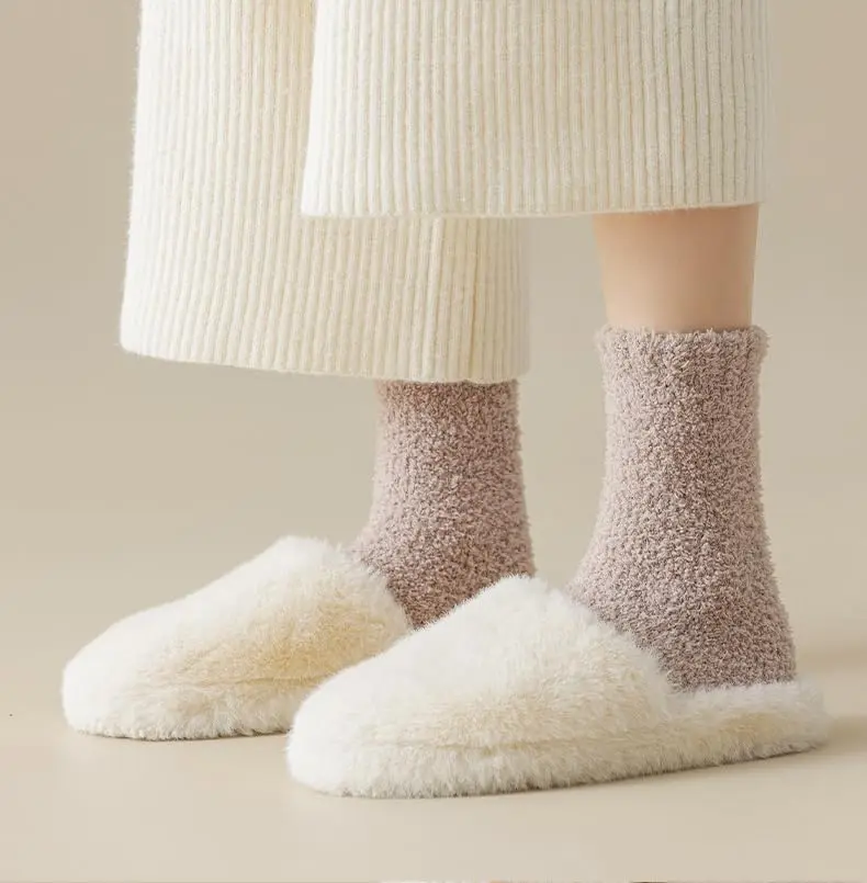 Women Fuzzy Slipper Socks Winter Microfiber Soft Cozy Plush Fluffy Socks Warm Comfy Thermal Home Sleeping Socks