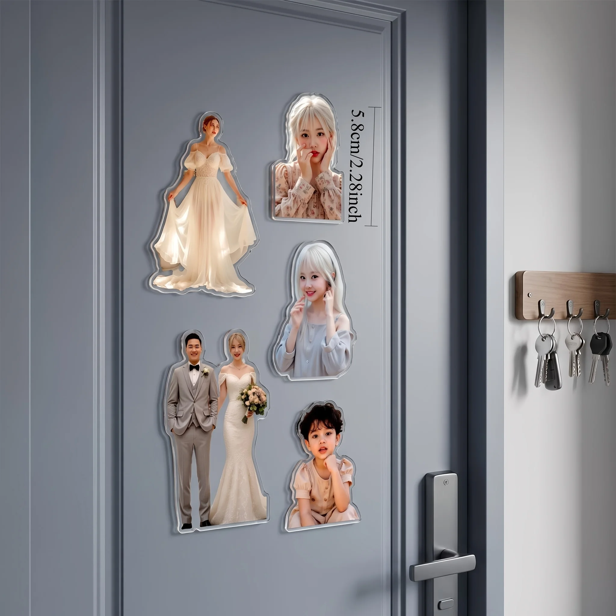 Irregular-shaped Acrylic Photo Fridge Magnet. Customizable Image on Acrylic Material, Firmly Adheres to Iron Surfaces