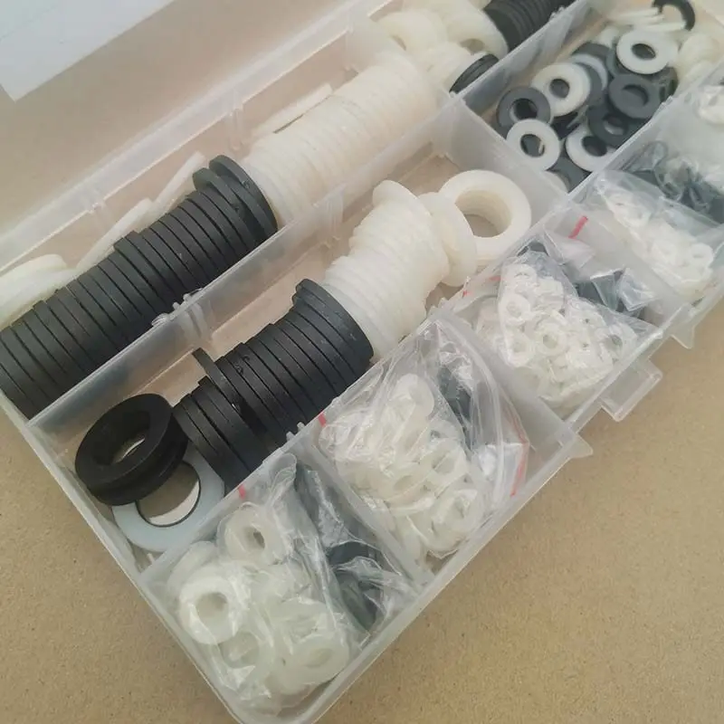 870pcs black white plastic nylon round washer gasket m2m2.5/m3/m4/m5/m6/m8/10m12