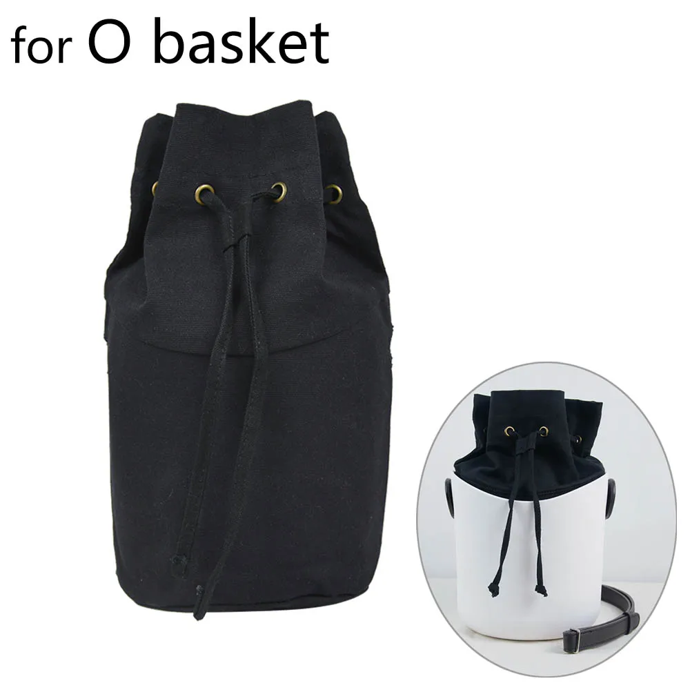 Tanqu New Pure Color Drawstring with buckle Canvas Fabric Inner Pocket Lining for Obasket Obag Handbag Insert for O Basket O Bag