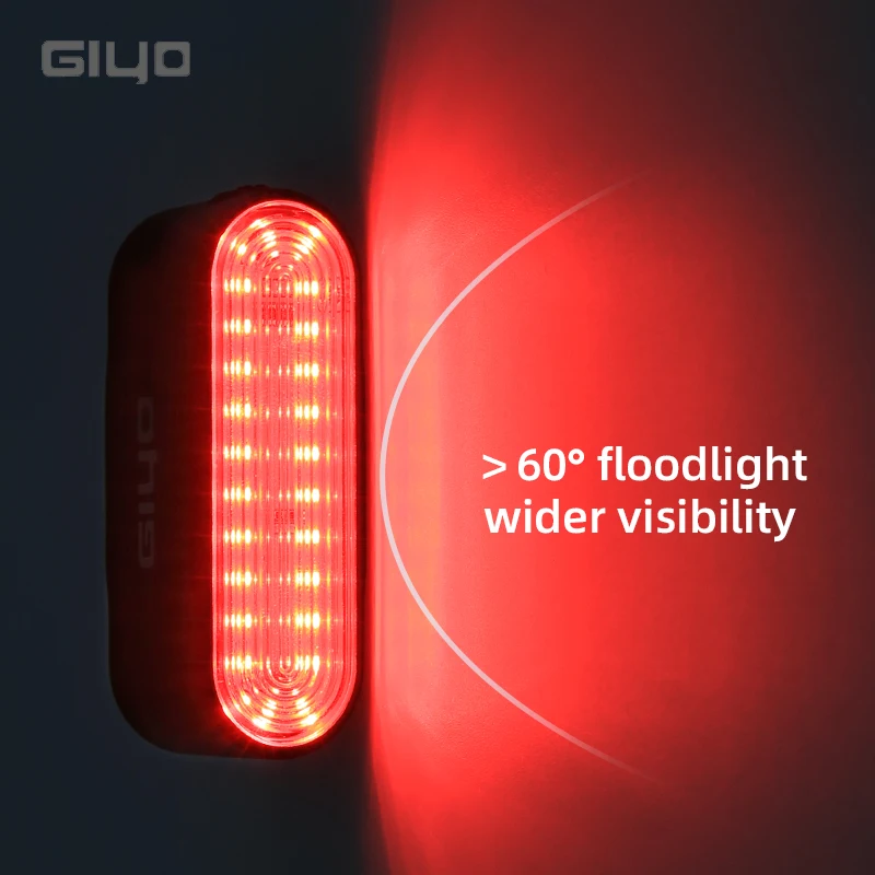 GIYO Bike Warning Rear Light IP66 Waterproof Bicycle Brake Sensing Taillight 800mAh Long Lasting USB Charge Led Seatpost Lamp