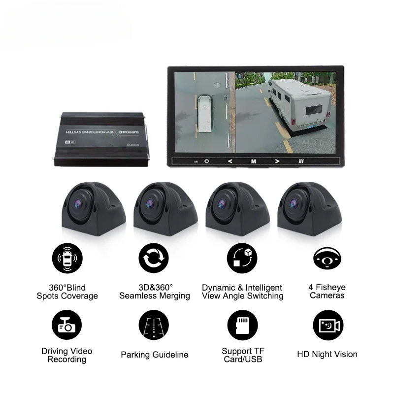 3D Truck Bus Motorhome Panoramic Car Camara Auto 360 Camera for Cars With Full HD 1080p 360 Degree