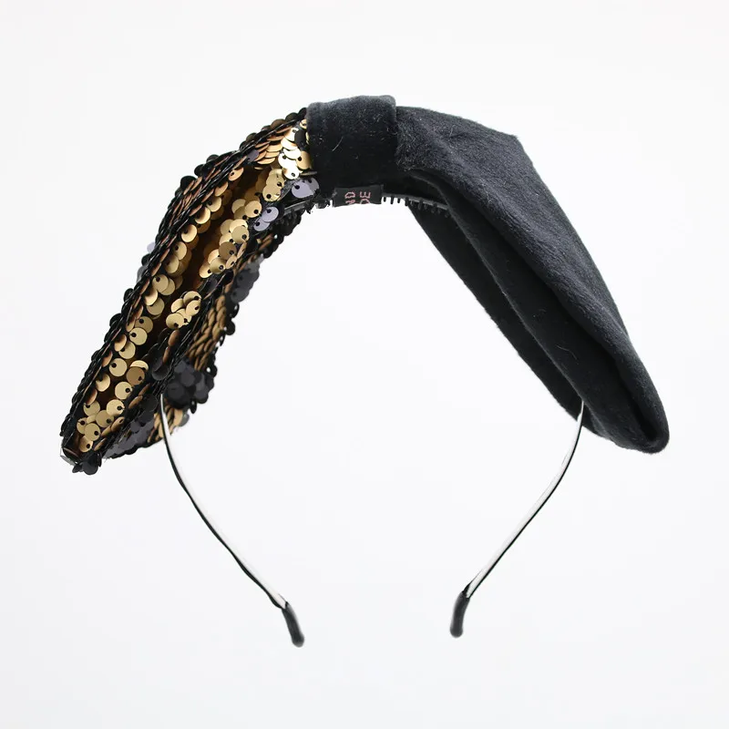 

NEW winter Velvet with sequence two tone girls hairbands on metal headband with teeth children hair accessories