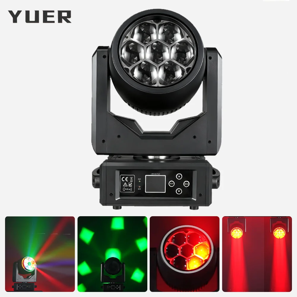 7X40W LED RGBW Bee Eye Point control Zoom Moving head light with ring wash flash effect DMX512 RDM for DJ Disco party bar club
