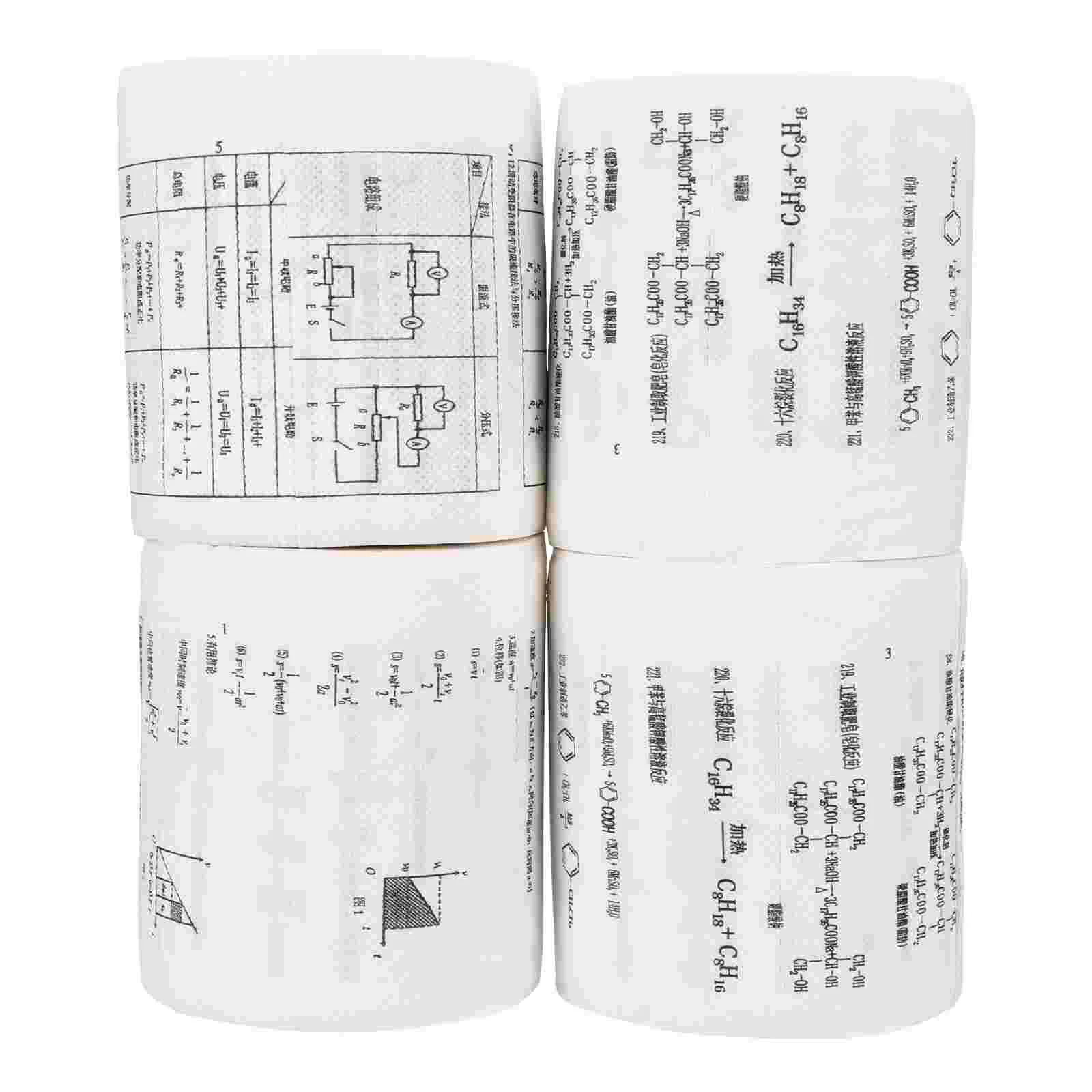 

4 Rolls Funny Formula Toilet Paper Table Tissue Practical Restroom Printing Chemical Physics Printed