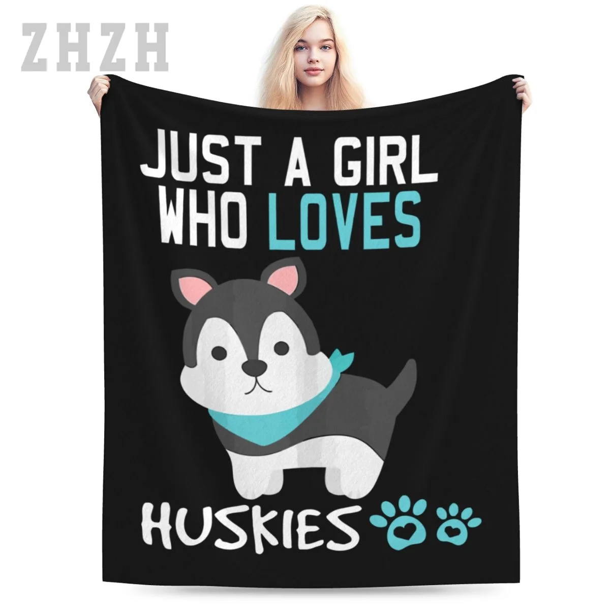 Blanket Cute Just A Girl Who Loves Siberian Husky Dog Lover Gift Flannel Multifunction Outdoor Camping Sofa Cover Keep Warm