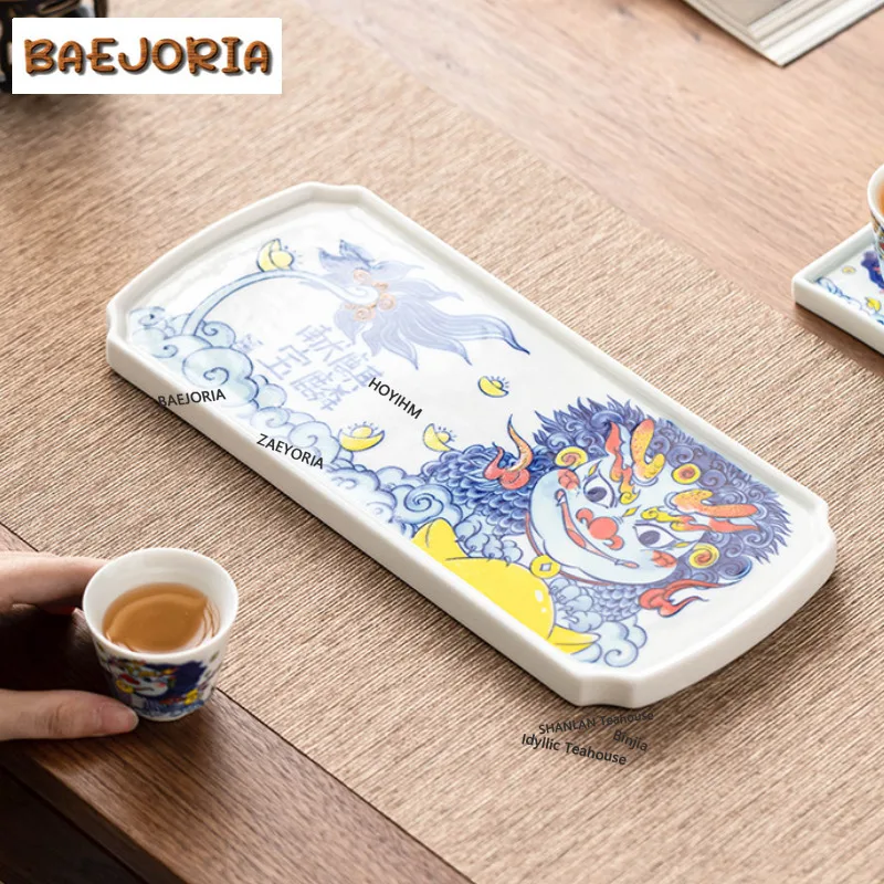 BAEJORIA Kirin Treasure Teapot Set Boutique Ceramic Master Cup Set With Plate Zen Tea Ceremony Set 1 Pot 2 Cups Set Cafes Gift