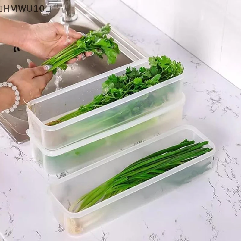 4 Pcs Long Rectangular Food Storage Containers Plastic Reusable Refrigerator Organizer Boxes Kitchen Accessories