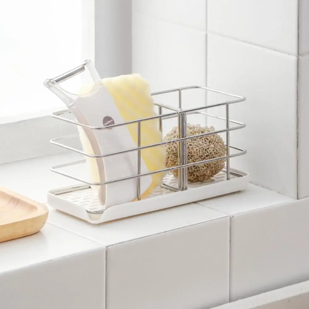 Drying Storage Shelf Freestanding Stainless Steel Sponge Tray Sink Organizer Drain Rack Brush Holder