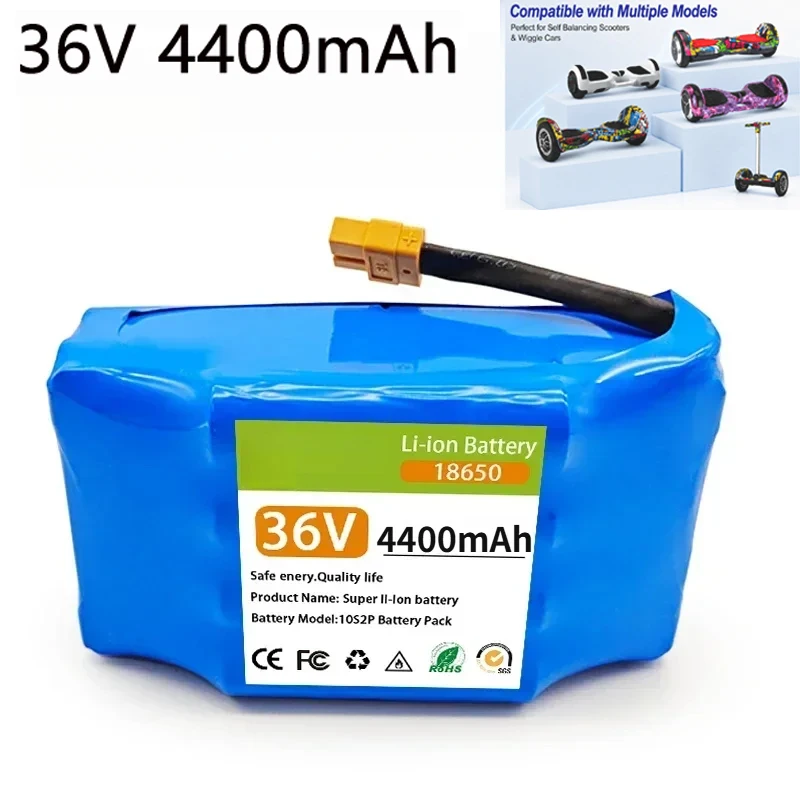 36V 4.4Ah Li-ion Battery Pack with BMS for Hoverboard Self Balancing Scooter Electric Wiggle Car Replacement Battery