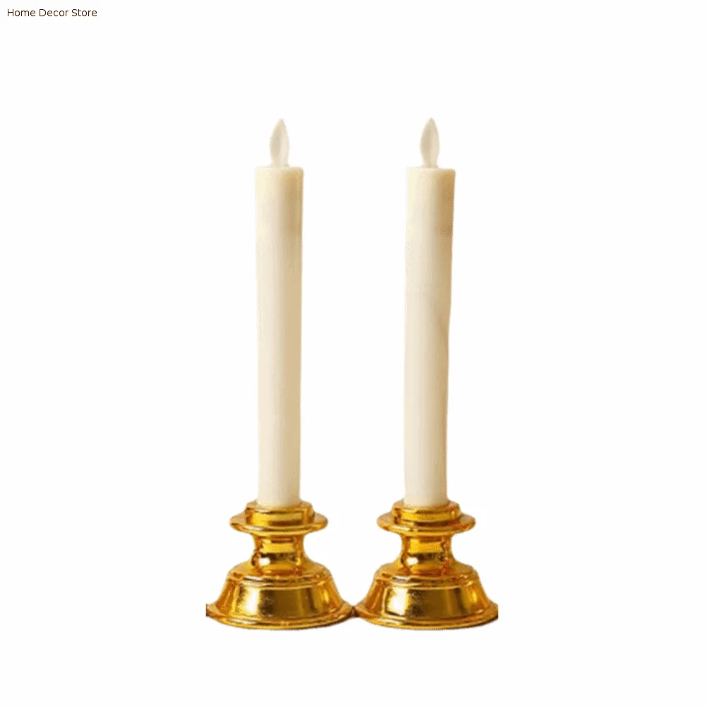2Pcs Creative Electronic Candle Light Battery Operated Cordless Swing Flameless Candles Flameless Portable Warm Glowing Candles