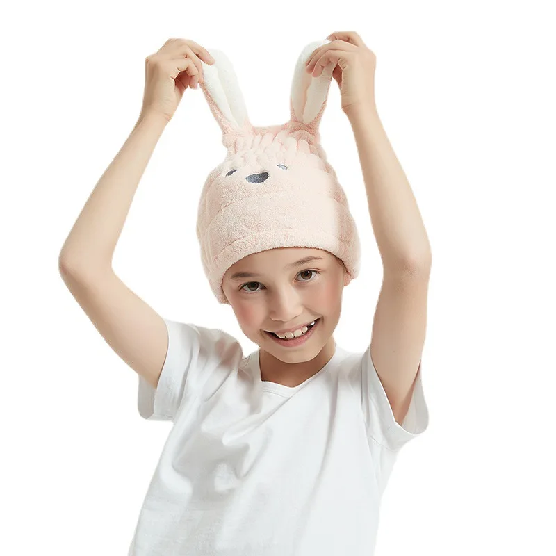 Rabbit Dry Towel Bath Cap Cute Cartoon Coral Velvet Wrap Head Towel Hair Towel Absorbent Quick Dry Hair Cap